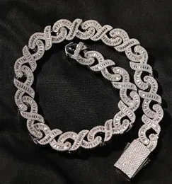 15 mm szerokość mrożona w łańcuchu Infinity Link Naszyjnik 14K Biała złota Bagieta Diamentowa biżuteria z cyrkoniem Cubic Cubic 16 -cal4 cali Cuban CHA4085941