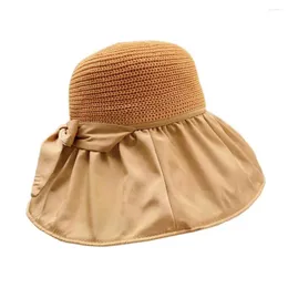 Boinas chapéu de proteção solar dobrável elegante para mulheres abrangentes abundantes sun-unhat com correia de correia fixa