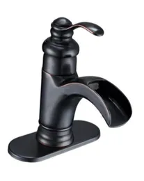 Vattenfall Enkel handtag Badrum Bassängen Sink Faucet Oil gnuggas brons28617134622453