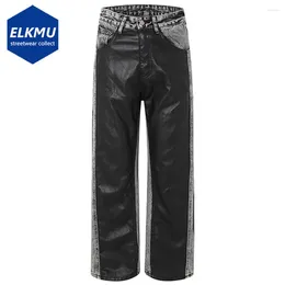 Jeans maschi maschi patchwork pantaloni in denim vintage 2024 uomo streetwear hip hop nero grigio nero giuntura pantaloni dritti sciolti