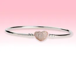 Love Hearts Toka Düğün Bileklik Bilezik Kadınları 925 Stelring Gümüş CZ Diamond Bracelets için Orijinal Kutu ile Hediye Takıları