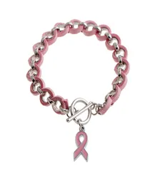 WHOLENEW PINK RIPBON Breast Cancer Acontamento Wake visor charme pulseiras pulseiras de liga rosa amor fita chenille Brace7620037