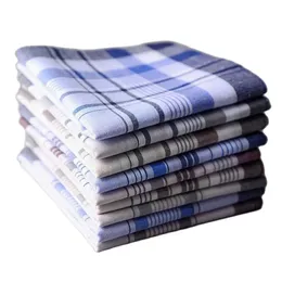 10Pcslot SHSEJA Classic Vintage Plaid Stripe Handkerchief Hanky Men Pocket Squares 100 Cotton Business Casual Chest Towel 240401