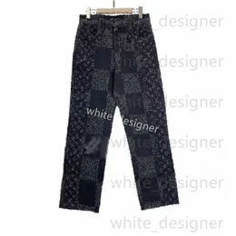 Designer di alta qualità uomini jeans maschi maschi pantaloni designer leggero e alla moda pantaloni fiori primaverili di spicco retrò antichi splicing stampica