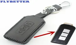FLYBETTER Genuine Leather 3Button Smart Key Case Cover For Mitsubishi OutlanderLancer 10Pajero Sport ASX Car Styling L21778737715