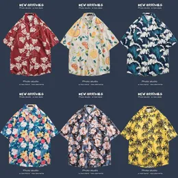 하와이 셔츠 짧은 슬리브 플로럴 셔츠 하이난 섬 해변 셔츠 Sanya Xia Xia wei Feng Thai 남성 커플 캐주얼 한 느슨한 재킷