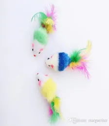 Colorful Feather Grit Small Mouse Cat Toy For Cat Feather Funny Playing Pet7809501