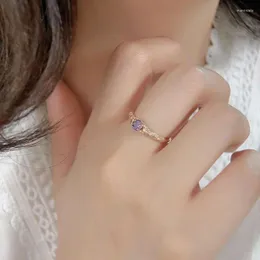 Klusterringar 2024 S925 Sterling Silver Luxury Style Amethyst Zircon Women's European och American Simple Fashion Gem Ring