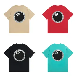 2024 Ins Brand Mens Designer T Shirts High Street Billiards Black 8 Planet Print Top Quality 100% Cotton Tee Loose T Shirt S-XL 4 Colors bm