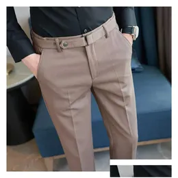 Ternos masculinos Blazers Boutique Boutique Slim Pants Masculino Male de desgaste Fit Fit Troushers British Style Decoration Business Suit casual 36 DRO DHZ6I