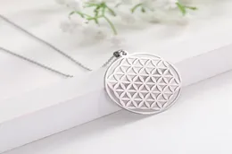 Pendant Necklaces EUEAVAN 10pcs The Flower Of Life Pattern Melon Clasp Circle Necklace Stainless Steel3377580