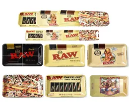 RAW Cartoon Rolling Metal Smoking Tray Cigarette Tobacco Plate 18012515mm Size HandRoller Roll Case For Roller Tobacco Grinder S4898597