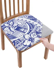 Copertina di sedia Coperture polinesiane Etnic Texture Blue Seat Cushion Stretch Dining 2Pcs Cover Cover Coperture per casa El Banquet soggiorno