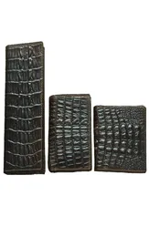 Varumärkesdesigner Crocodile Skin Wallet Man Cowhide Bio Folds Short Purse Crocodile Leather Plånbok Män Long Money Bag Card Holders9504936