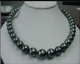 Fine Pearl Jewelry 18quot 1214 mm Natural Tahitian Black Round Pearl Naszyjnik 14K3329166