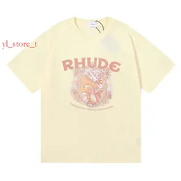 RHUDE Tシャツ高品質のテスメンズデザイナーTシャツカジュアルファッションショートスリーブヨーロッパアメリカ女性丸い首RhudeTシャツUSサイズS-XL 8880