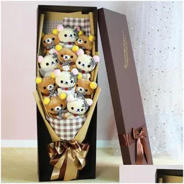 Stuffed Plush Animals Cute Teddy Bear Animal P Toy Cartoon Bouquet Gift Box Creative Birthday Valentines Day Christmas 220217 Drop Del Otd4C