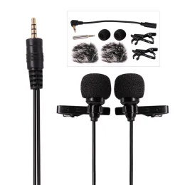 الميكروفونات Ulanzi Dualmic 6M Dualhead Lavalier Lapel Clipon Microphone للمحاضرة أو المقابلة للهواتف المحمولة للهواتف الذكية والأجهزة اللوحية