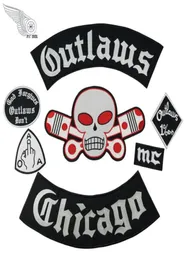Popular Outlaw Chicago Embroidery Patches For Clothing Cool Full Back Rider Design Iron On Jacket Vest80782522759510