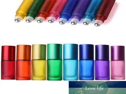 20pcs 5ml Portable Roller Vail Essential Oil Perfume Thick Glass Bottles Travel Refillable Frosted Colorful Roller Ball Bottle2320045