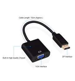 DisplayPort Porta di visualizzazione DP a cavo adattatore VGA Convertitore maschio femmina per PC Computer Laptop HDTV Monitor Proiettore con OPP Bag89502277