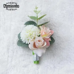 結婚式の花Kyunovia PROM BOUTONNIERE FLOWER BROOICH HAND CORSAGE WINTERS GROOM BRIDESMAID GROOMSMEN WRIST FE40