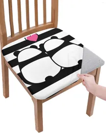 Stuhlabdeckungen Schwarz -Weiß -Streifen Panda Liebhaber Sitzkissen Stretch Essabdeckung Slippcover für das Wohnzimmer El Bankett Wohnzimmer