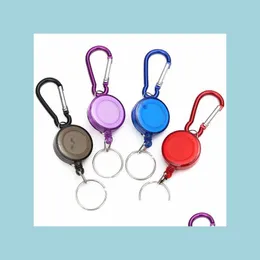 Keychains Mini Badge Spreader Carabiner Recoil Retractable Reel Strap Belt Practical Mticolor Clip Key Rings Card Holder Dr Dhgarden Dha8T