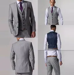 Slim Fit Groom Tuxedos Groomsmen Light Grey Side Vent Man Wedding Man Suit Suits alketpantsvesttie7593863