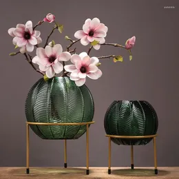 Vases Florarium Glass Nordic Bottle Flower Vase Interior Ikebana High Floor Plant Pot Luxury Maceteros Houses Decoration YX50VS