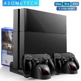 Охлаждение подставки для охлаждения для PS4/PS4 Slim/PS4 Pro с 12шт -играми для хранения двойного контроллера.