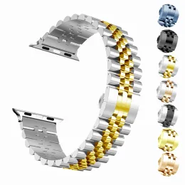 Pulseira de metal tira de aço inoxidável para a série de relógios Apple 7 6 5 4 bandas SE com pulseira de substituição do conector adaptador iwatch 45mm 41mm 38 42mm 40mm 44mm Watchband Bandana