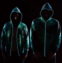 Mode Männer glühende Mantel -LED Bunte leuchtende Reißverschluss Reflektierende Hoodie -Beleuchtung Roboter Anzüge Club Sweatshirt20213735998