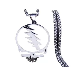 Afawa Grateful Dead Skull Rostfritt stålkedja Halsband för Menwomen Silver Color Halsbandsmycken Cadenas Mujer N4206S034993302