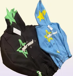 Men039s Hoodies Streetwear Street Zip Hoodie Star Lettera di stampa grafica a manica lunga Giacca di grandi dimensioni uomini Donne Cardigan Zipup Out2232842