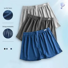 Underbyxor stor storlek shorts andas ism silkens sommar med elastisk midja ihålig design för bekväma hemkläder ovan