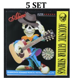 Kablar 5 sätter Alice Acoustic Guitar Strings A206 Series Professional Guitar Strings Guitar Accessories Part