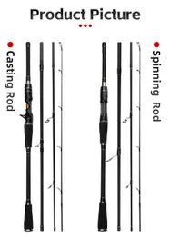 4-section Fishing Rod Travel Rod Carbon Portable Fishing Pole Casting/Spinning Fish Pole Lure Weight 10-25g 240407