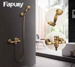 Fapully Antique Style Brass Copper Round Hand Shower Bath Tub Faucet Luxury Bathroom rain Hand Shower Head Wall Mounted HS1276287724