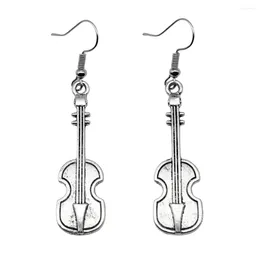 Dingle örhängen 1pair musikinstrument violin örhänge set par hänge charm för smycken gör vintage krok storlek 18x19mm