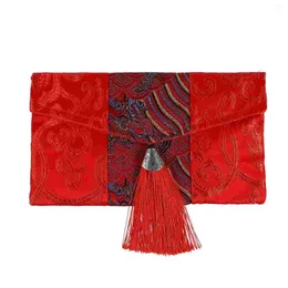 Tessuto regalo in tessuto rosso busta pacchetto di pacchetti spallet sottile per donne tasche in stile cinese in stile cinese