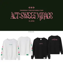 Felocchi maschili Kpop txt giappone ACT Sweet Mirage Pullover Khaki con cappuccio con cappuccio Women Man Tian Guozheng riflettente Grigio Y2K Hoodie 240412