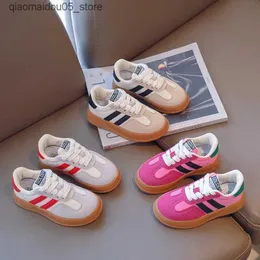 Tênis infantil sapatos de camurça de camurça crianças esportes tênis menino menina sapatos de tela primavera outono meninos garotos tênis de criança sólidos sapatos de tela q240413