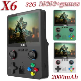 플레이어 2024 X6 휴대용 레트로 게임 콘솔 4K 100000+ 게임 상자 3.5 인치 미니 핸드 헬드 비디오 게임 장치 성인을위한 플레이어 어린이 선물