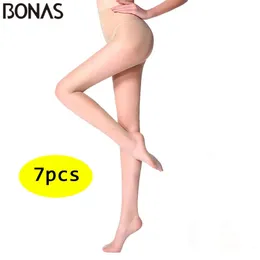 Bonas 7pcs/Lot 15d seksowne ultra-cienkie aksamitne rajstopy kobiety Superastyczny oddychanie rajstopy oporne na łzowe pończochy Female 240401