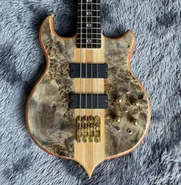 Özel ALEM Bisburst Maple Top 4 String Boyun Vücut Bas Guitar Ebony Kama