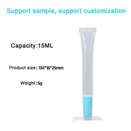 Garrafas de armazenamento 15 ml de escova cosmética transparente segurando o esmalte de embalagem contêiner reabasteável tubo de brilho labial