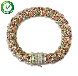 سوار على غرار الرجال مصمم فاخر هوب هوب مجوهرات الماس أساور التنس المثلجة للسلاسل الذهب bangle micro paded bling cz Charm9282465