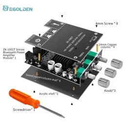 アダプターEgolden ZK1002T 100W * 2ツイーター/ベース調整Bluetooth 5.0オーディオアンプボードモジュールサブウーファーデュアルチャネルステレオ