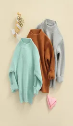 Pullover 9 färger småbarn Baby Boys Girls Solid Sweaters 06y Autumn Winter Clothes Long Sleev6977595